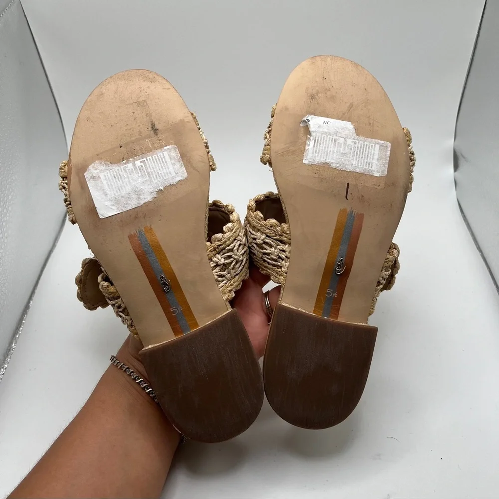 NWOB Sam Edelman Women's Elisa Slide Sandal size 5.5 woven straw vacation - Picture 6 of 9